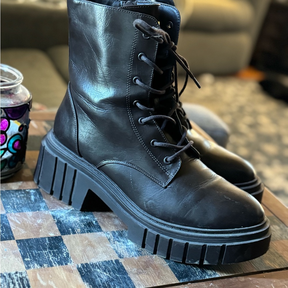 American eagle chunky lug dark brown boots